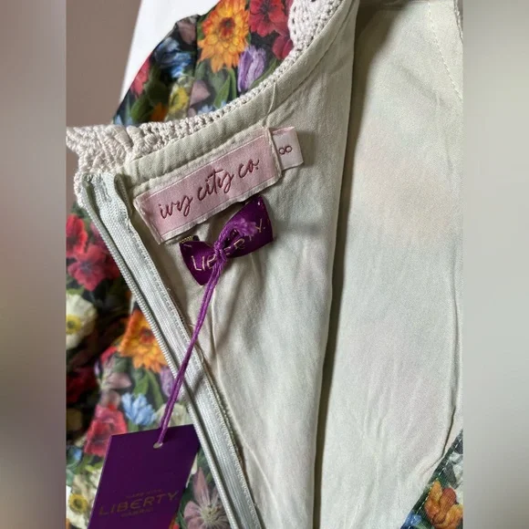 NWT Ivy City Co Red and Pink Midi Puff Sleeve Sundress Size 8 - Picture 13 of 17